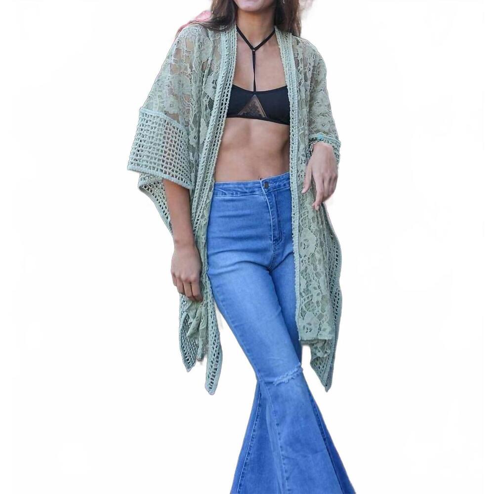 NEW LETO floral kimono perfect summer cover in sage